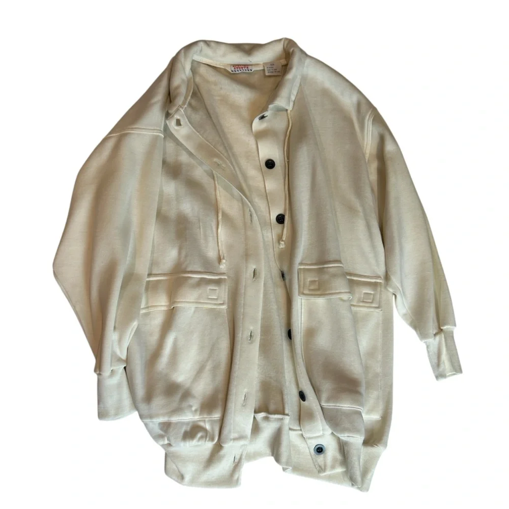 SOLD Special Events Vintage Brand and Style DIY Off White Cardigan Sweater L - Picture 5 of 15